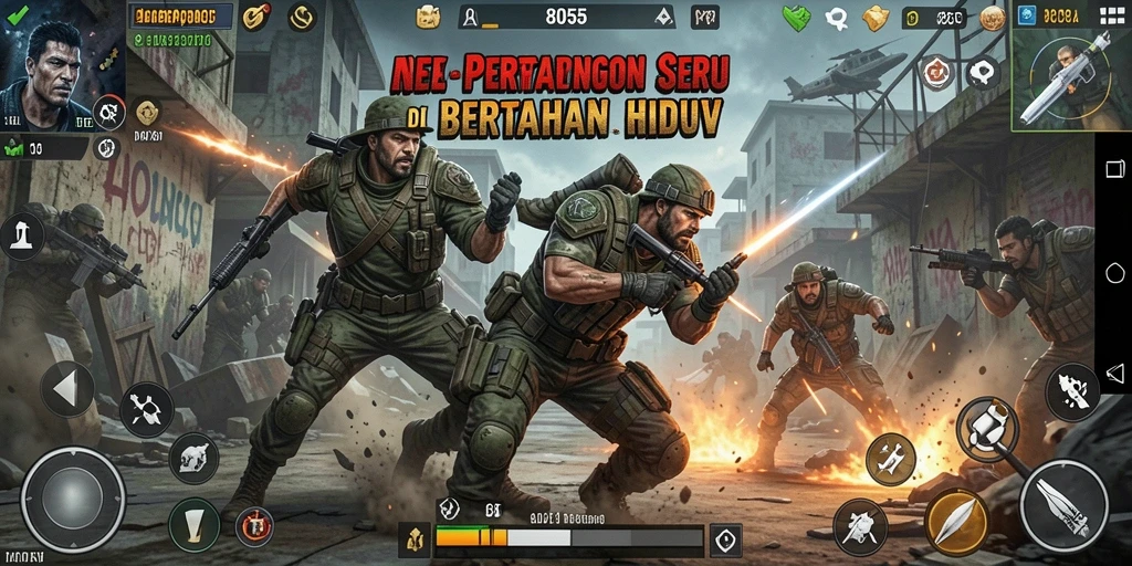 Gameplay 8055 dengan aksi pertarungan yang mendebarkan.